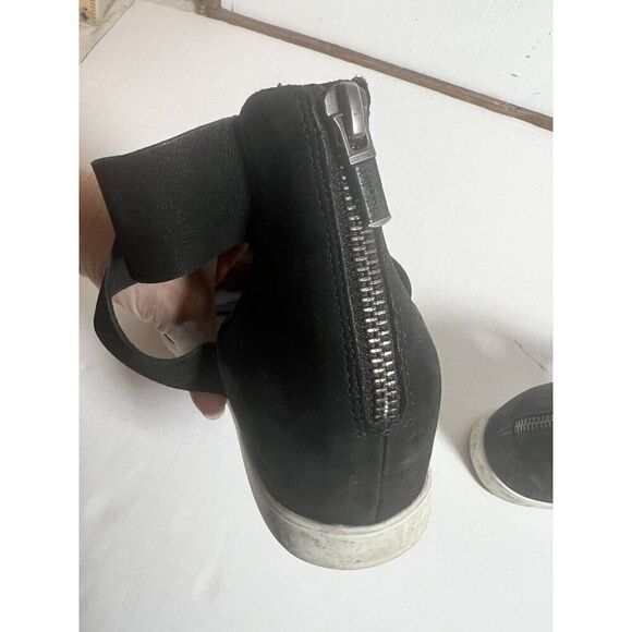 Eileen Fisher 7 Black Leather Criss Cross Back Zip Sport Platform Sandals - Picture 10 of 10